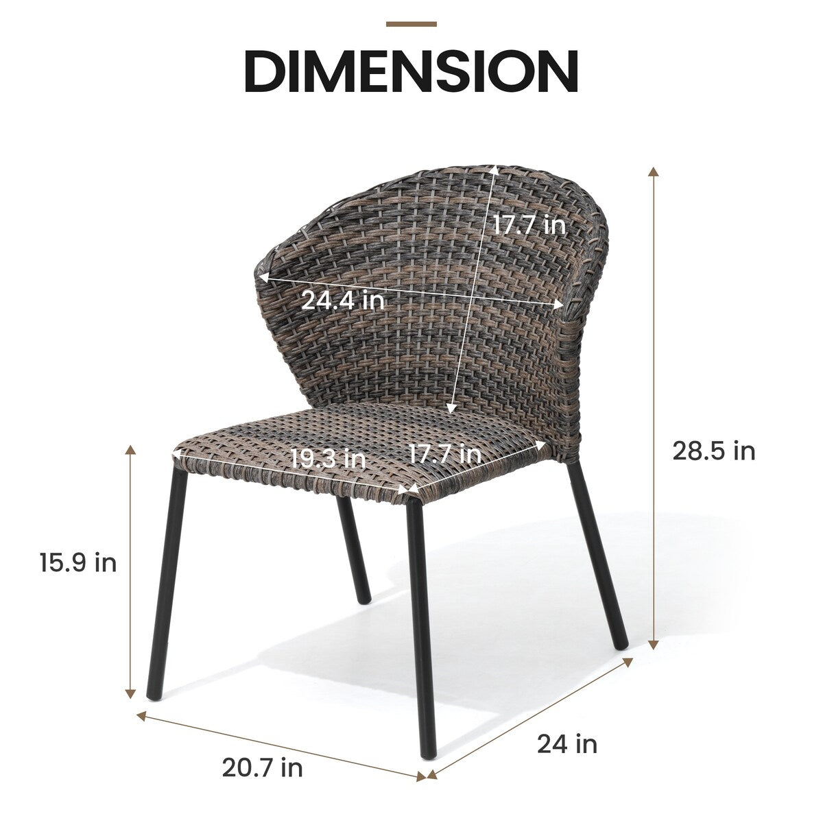 Ensemble de salle à manger d'extérieur : table en aluminium et chaises empilables en rotin synthétique (lot de 9)