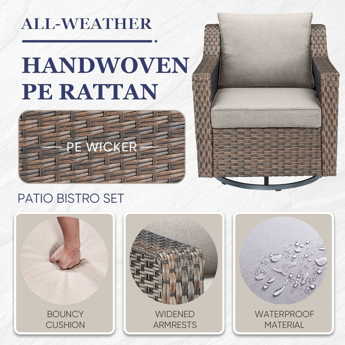 Ensemble de chaises pivotantes à bascule pour patio Gymojoy pour meubles d'extérieur