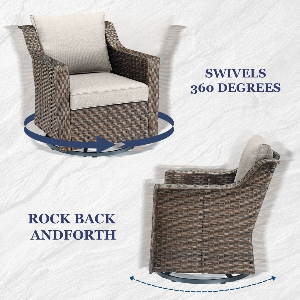 Ensemble de chaises pivotantes à bascule pour patio Gymojoy pour meubles d'extérieur