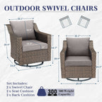 Ensemble de chaises pivotantes à bascule pour patio Gymojoy pour meubles d'extérieur