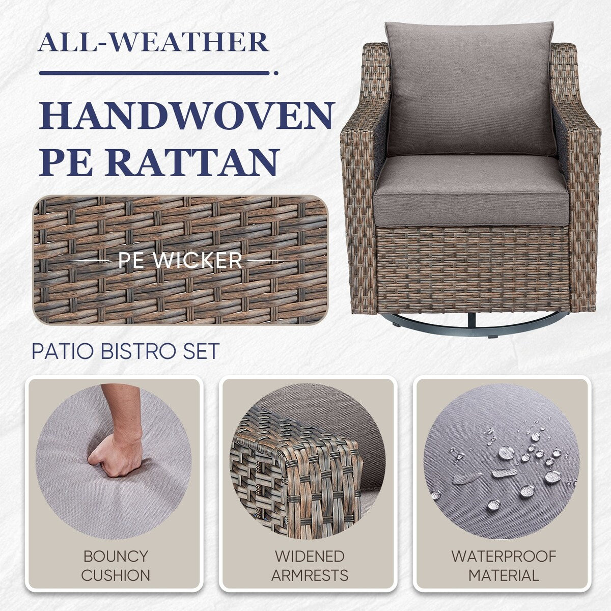 Ensemble de chaises pivotantes à bascule pour patio Gymojoy pour meubles d'extérieur