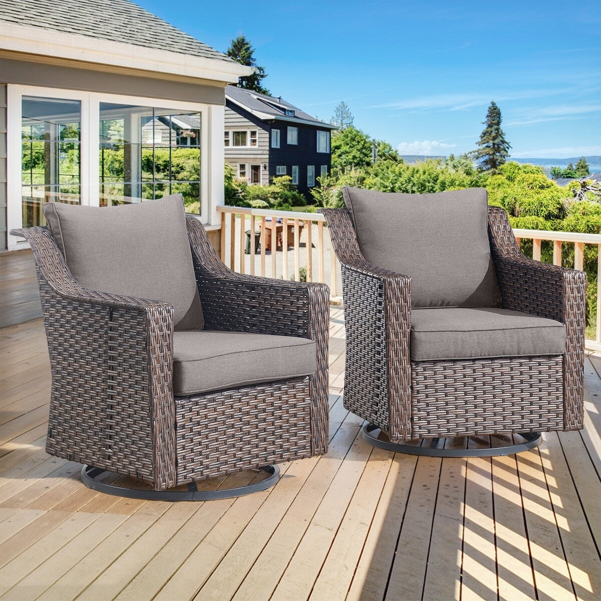 Ensemble de chaises pivotantes à bascule pour patio Gymojoy pour meubles d'extérieur