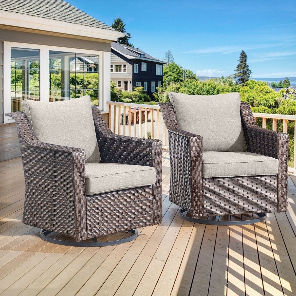 Ensemble de chaises pivotantes à bascule pour patio Gymojoy pour meubles d'extérieur