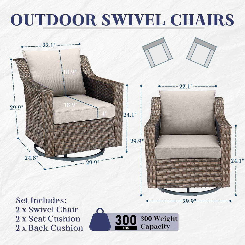 Ensemble de chaises pivotantes à bascule pour patio Gymojoy pour meubles d'extérieur