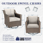 Ensemble de chaises pivotantes à bascule pour patio Gymojoy pour meubles d'extérieur