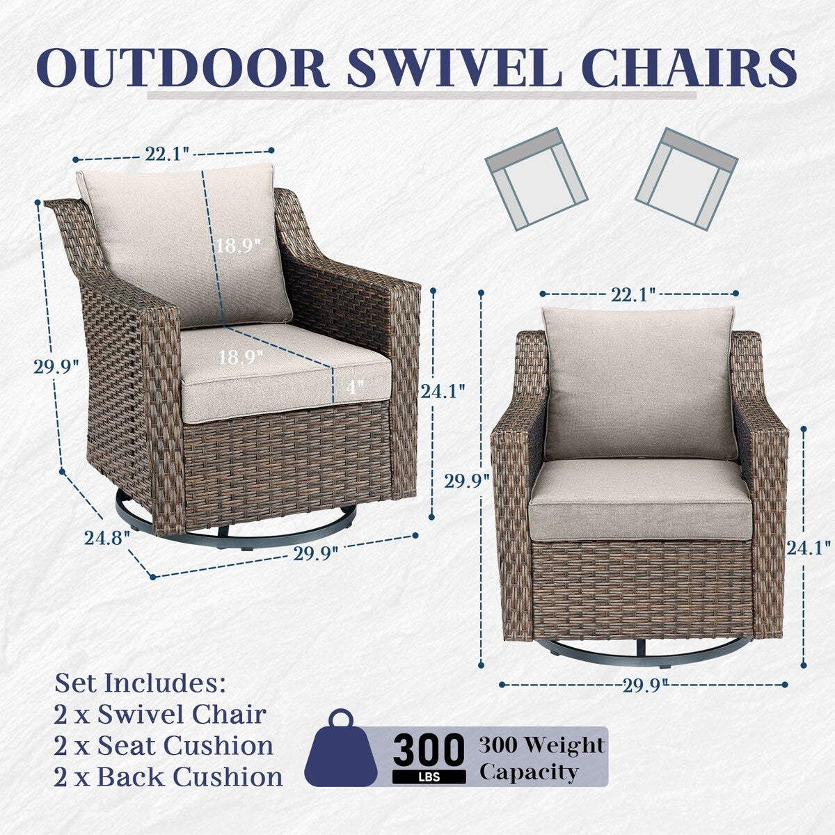 Ensemble de chaises pivotantes à bascule pour patio Gymojoy pour meubles d'extérieur