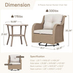 Ensembles d'extérieur - 3 chaises pivotantes et à bascule avec table d'appoint