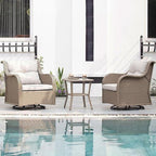 Ensembles d'extérieur - 3 chaises pivotantes et à bascule avec table d'appoint