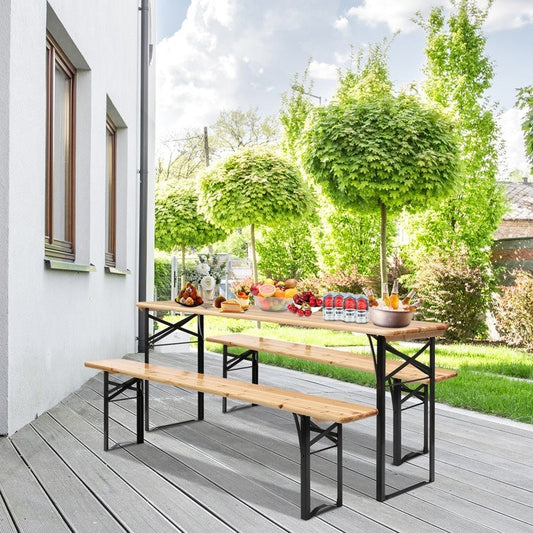 Ensemble de salle à manger pliant en bois massif pour pique-nique, intérieur/extérieur