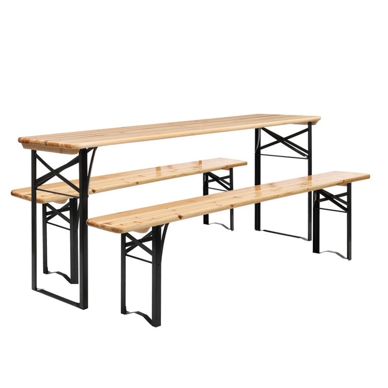 Ensemble de salle à manger pliant en bois massif pour pique-nique, intérieur/extérieur