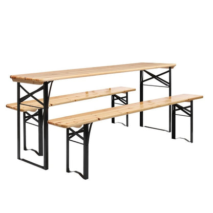 Ensemble de salle à manger pliant en bois massif pour pique-nique, intérieur/extérieur