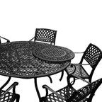 Ensemble de salle à manger rond d'extérieur en treillis de 59 po avec plateau tournant et six chaises - N/A