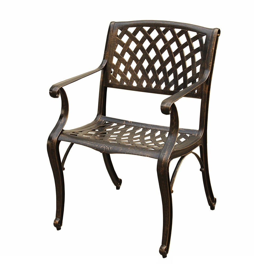 Ensemble de salle à manger rond d'extérieur en treillis de 59 po avec plateau tournant et six chaises - N/A