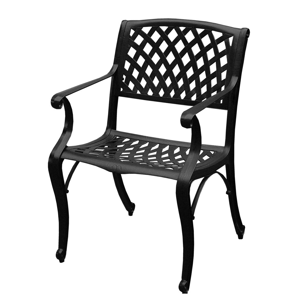Ensemble de salle à manger rond d'extérieur en treillis de 59 po avec plateau tournant et six chaises - N/A
