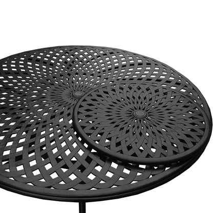 Ensemble de salle à manger rond d'extérieur en treillis de 59 po avec plateau tournant et six chaises