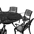 Ensemble de salle à manger rond d'extérieur en treillis de 59 po avec plateau tournant et six chaises