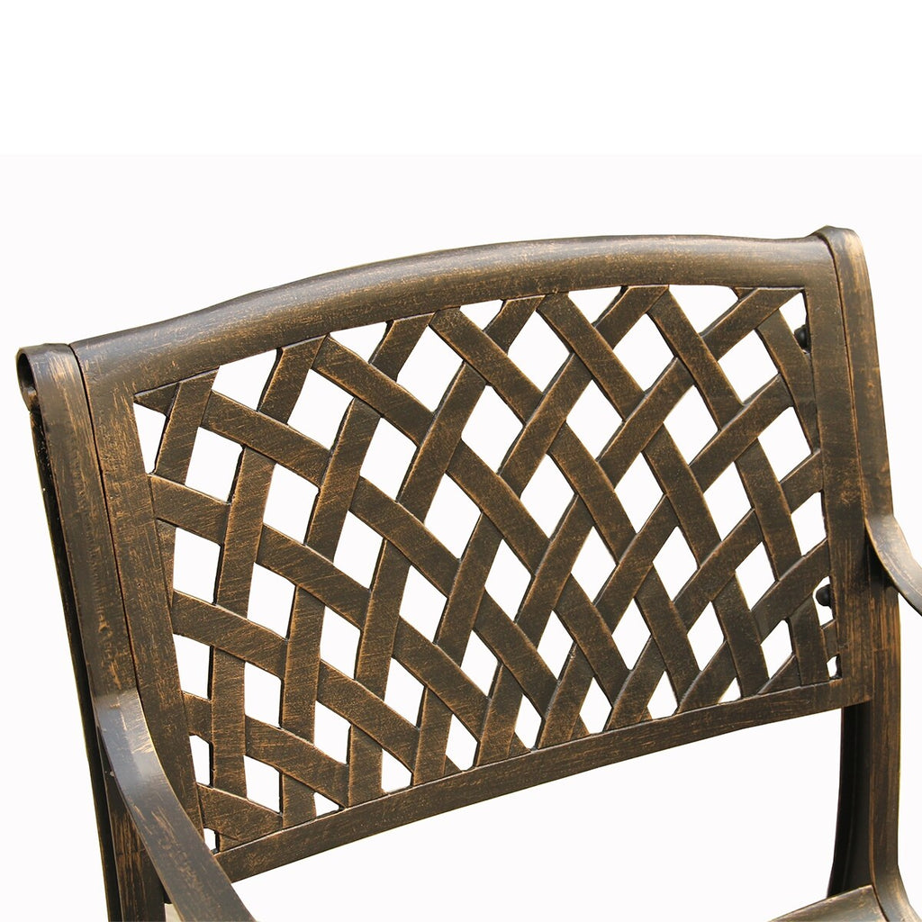 Ensemble de salle à manger rond en treillis métallique pour extérieur, bronze, 48 pouces, avec quatre chaises