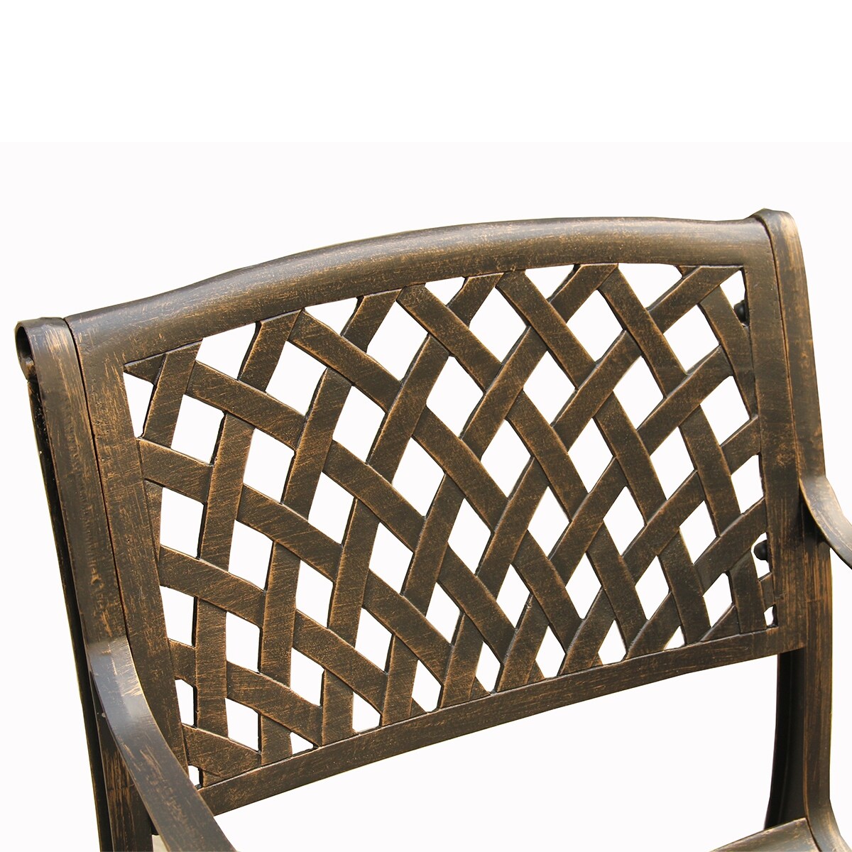 Ensemble de salle à manger rond en treillis métallique pour extérieur, bronze, 48 pouces, avec quatre chaises