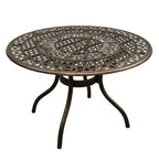 Ensemble de salle à manger rond en treillis métallique pour extérieur, bronze, 48 pouces, avec quatre chaises
