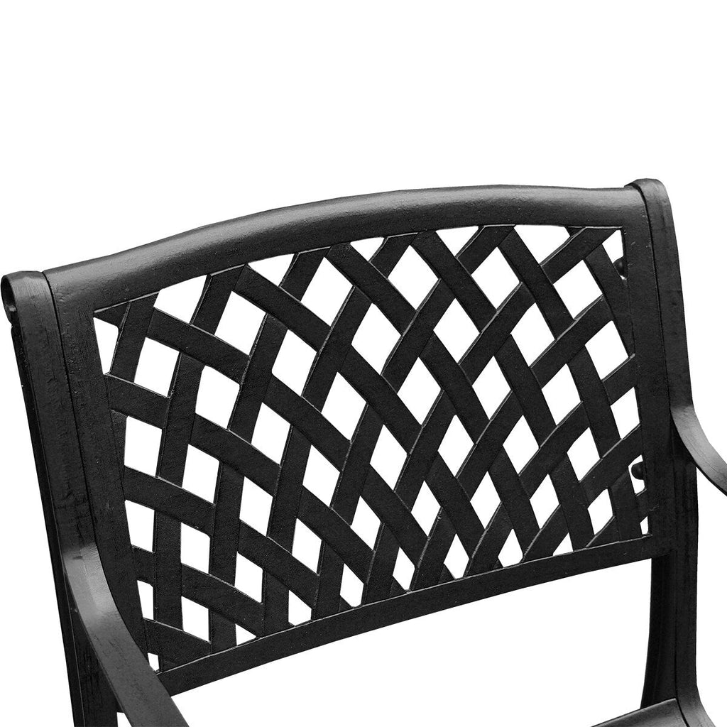 Ensemble de salle à manger rond en treillis métallique pour extérieur, bronze, 48 pouces, avec quatre chaises