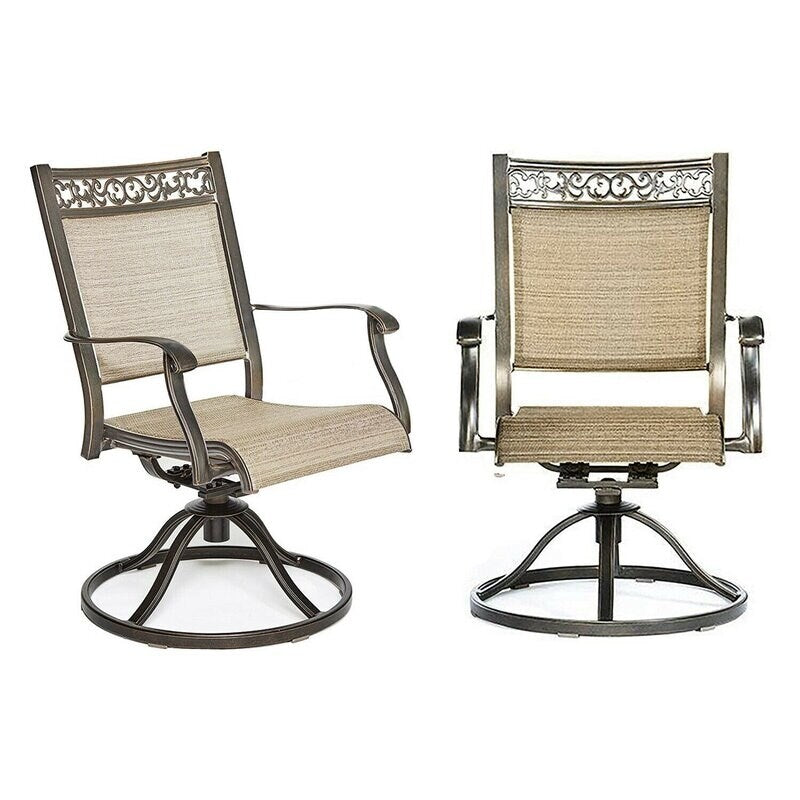 Chaise de salle à manger pivotante en aluminium pour patio extérieur (lot de 2)