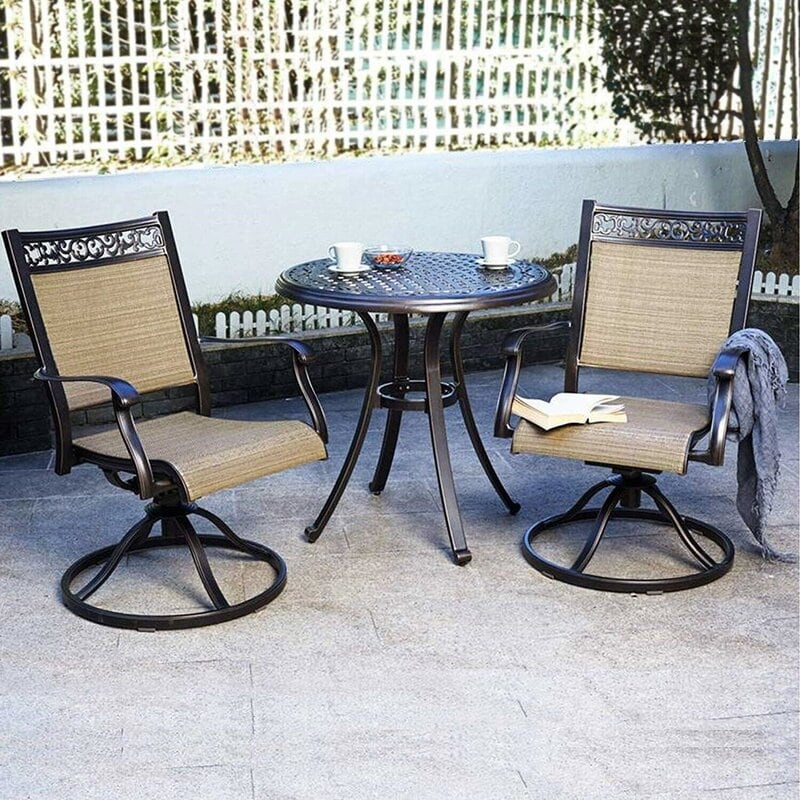 Chaise de salle à manger pivotante en aluminium pour patio extérieur (lot de 2)