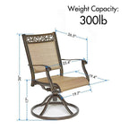 Chaise de salle à manger pivotante en aluminium pour patio extérieur (lot de 2)