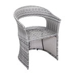 Ensemble bistro 3 pièces pour patio extérieur, structure en fer et rotin, gris
