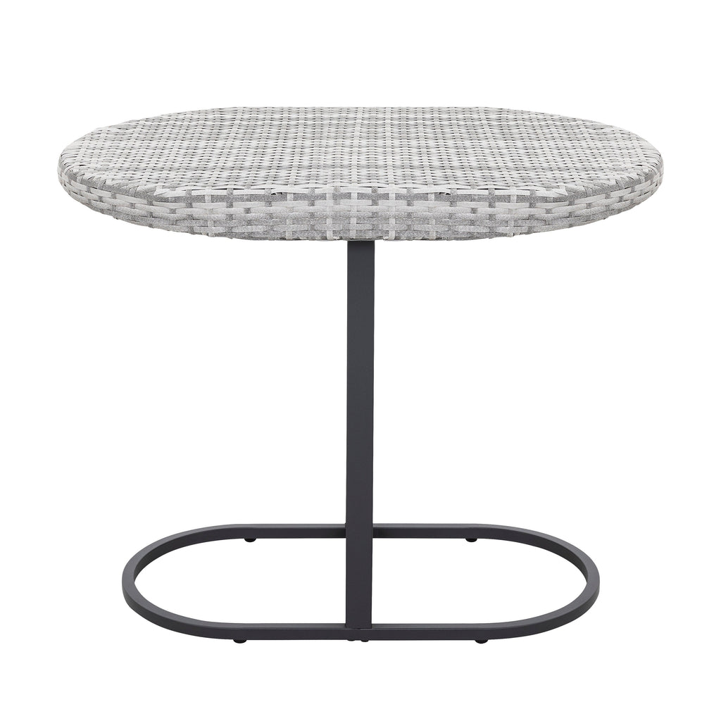 Ensemble bistro 3 pièces pour patio extérieur, structure en fer et rotin, gris
