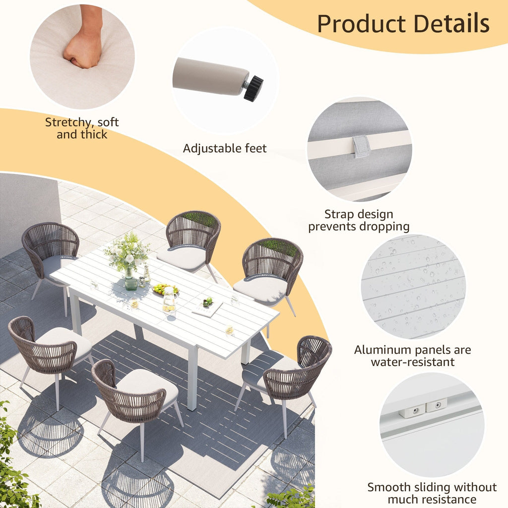 Ensemble de salle à manger d'extérieur avec chaises et table extensible