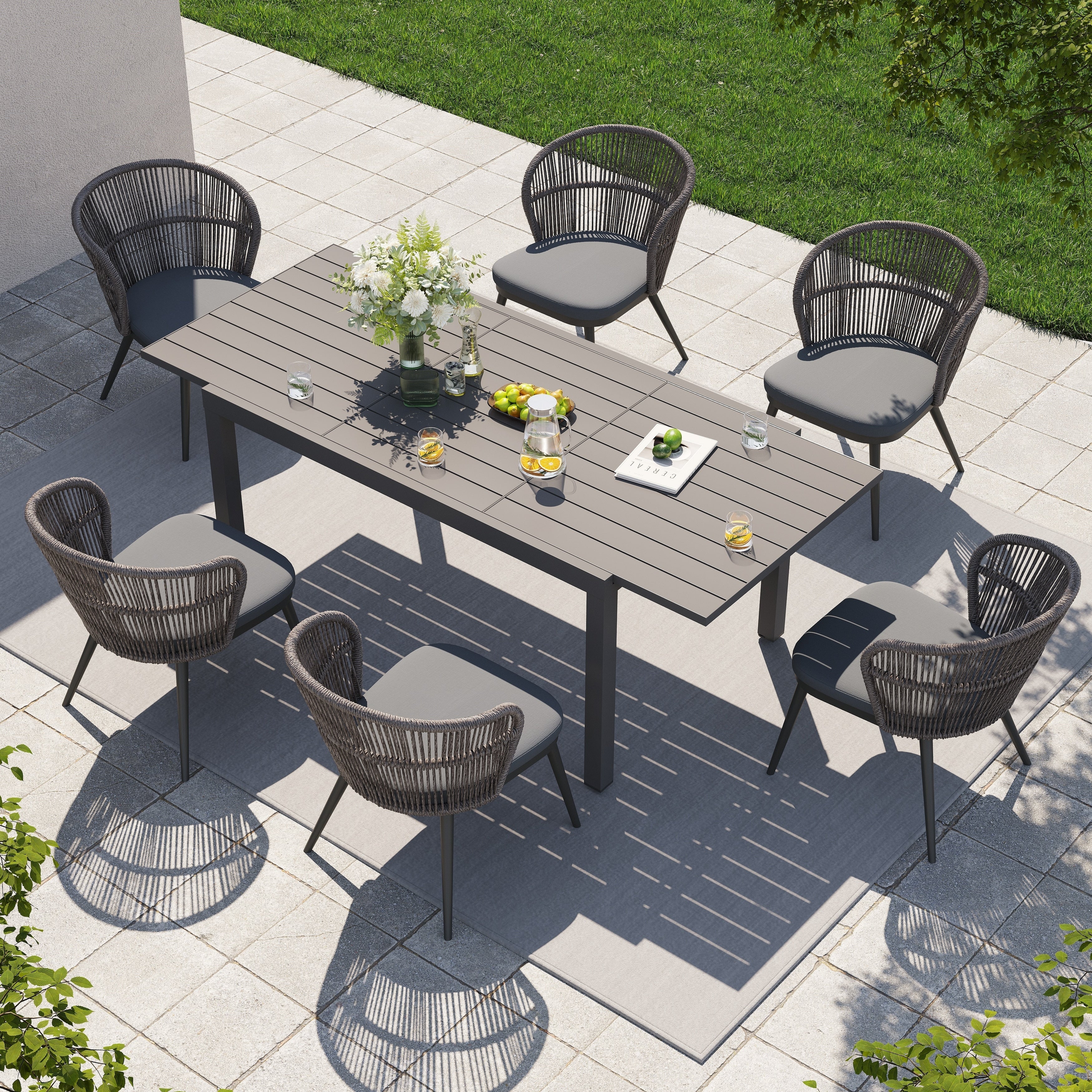 Ensemble de salle à manger d'extérieur avec chaises et table extensible