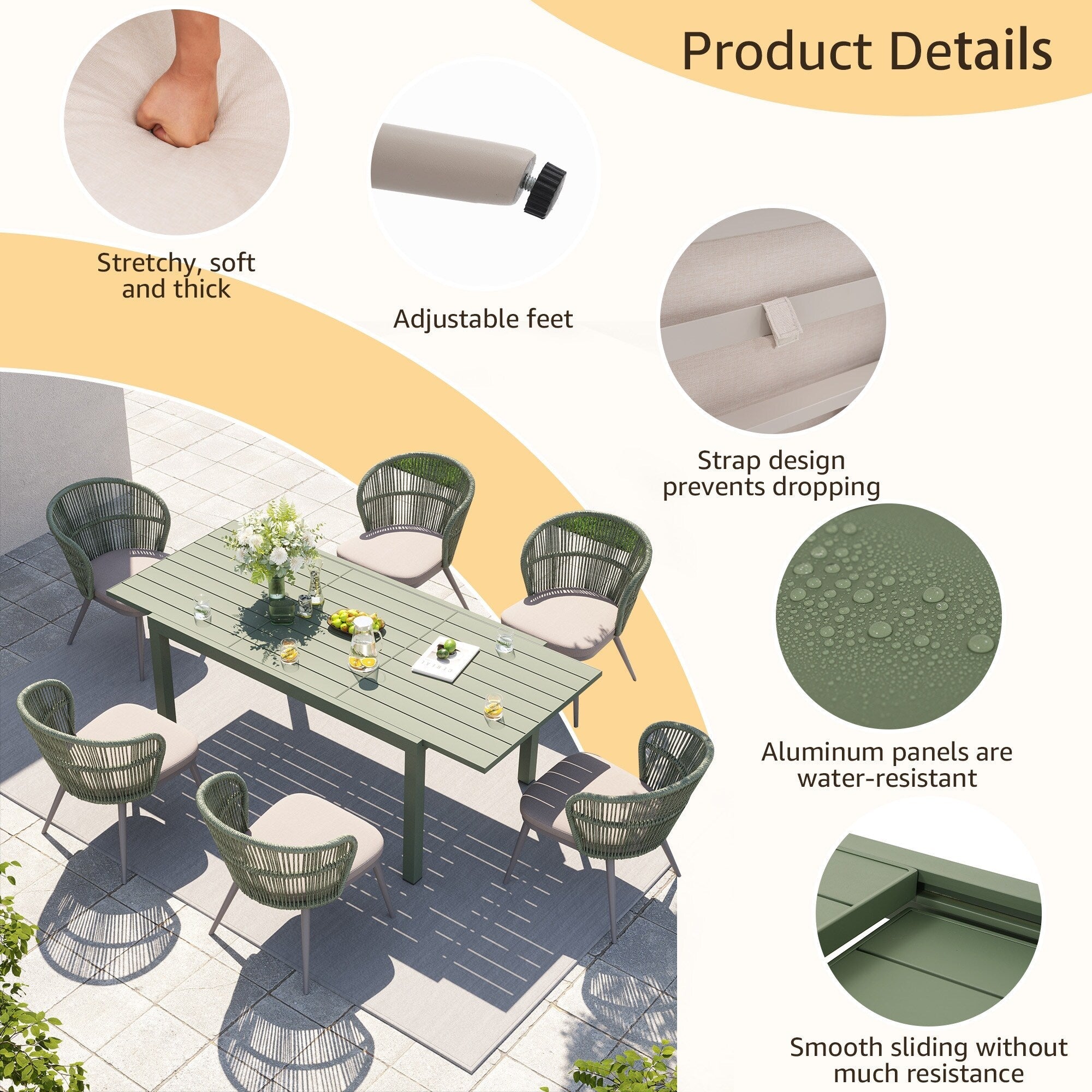Ensemble de salle à manger d'extérieur avec chaises et table extensible