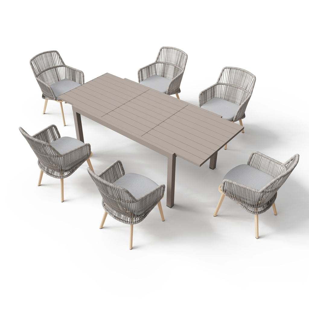 Ensemble de salle à manger d'extérieur avec chaises et table extensible (7 pièces)