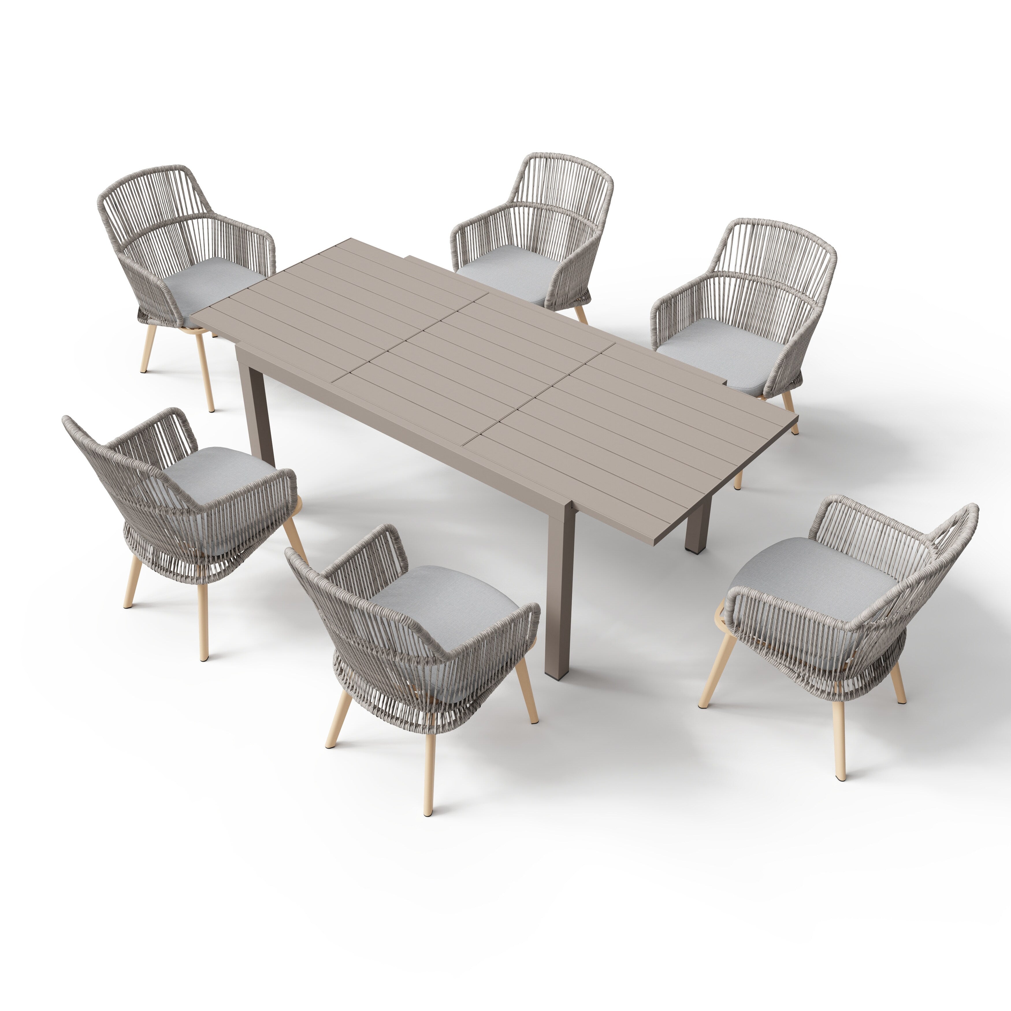 Ensemble de salle à manger d'extérieur avec chaises et table extensible (7 pièces)