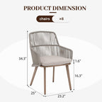 Ensemble de salle à manger d'extérieur avec chaises et table extensible (7 pièces)
