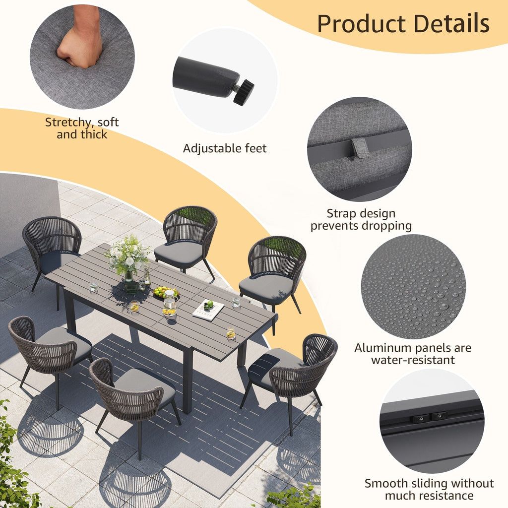 Ensemble de salle à manger d'extérieur avec chaises et table extensible