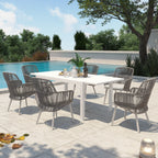 Ensemble de salle à manger d'extérieur avec chaises et table extensible (7 pièces)