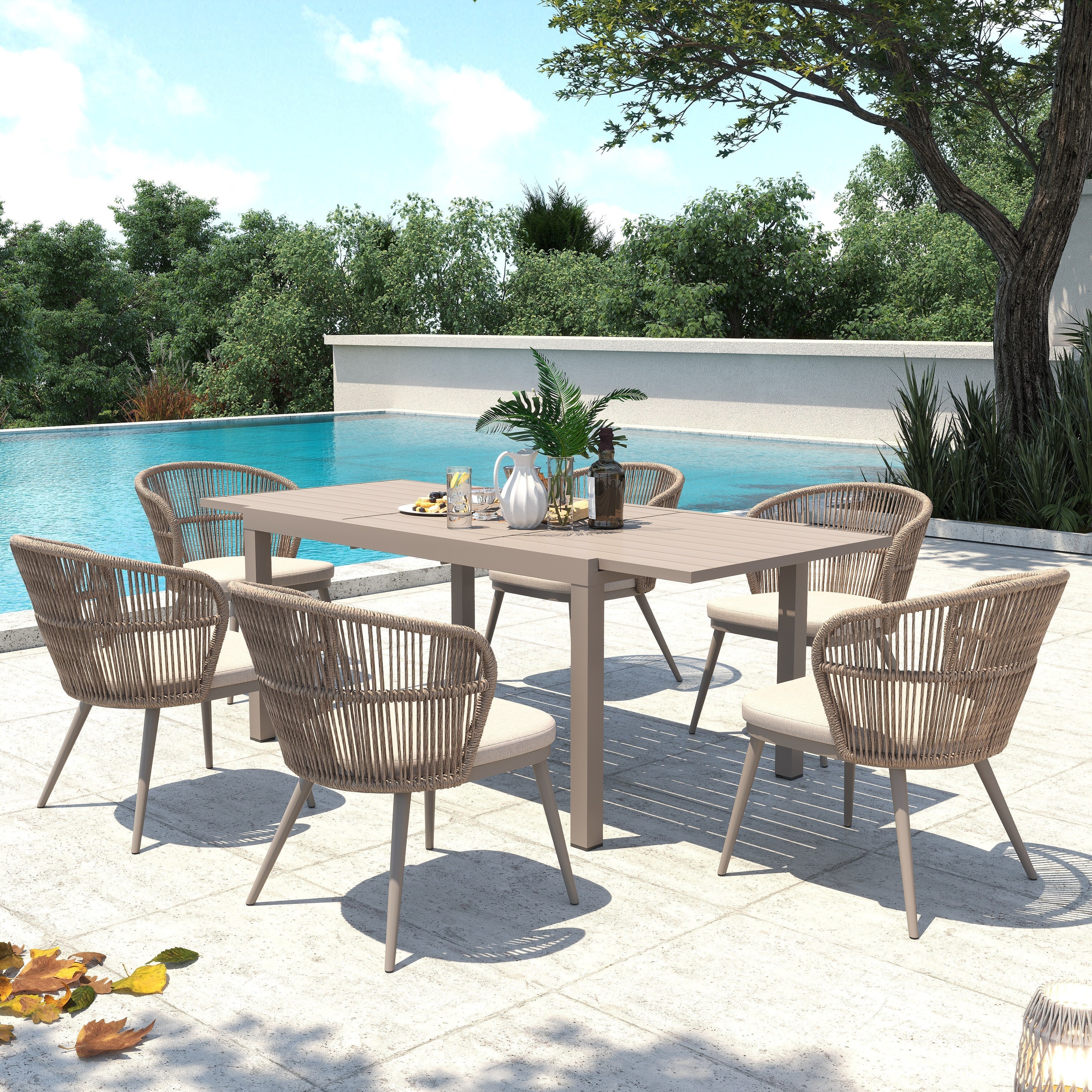 Ensemble de salle à manger d'extérieur avec chaises et table extensible