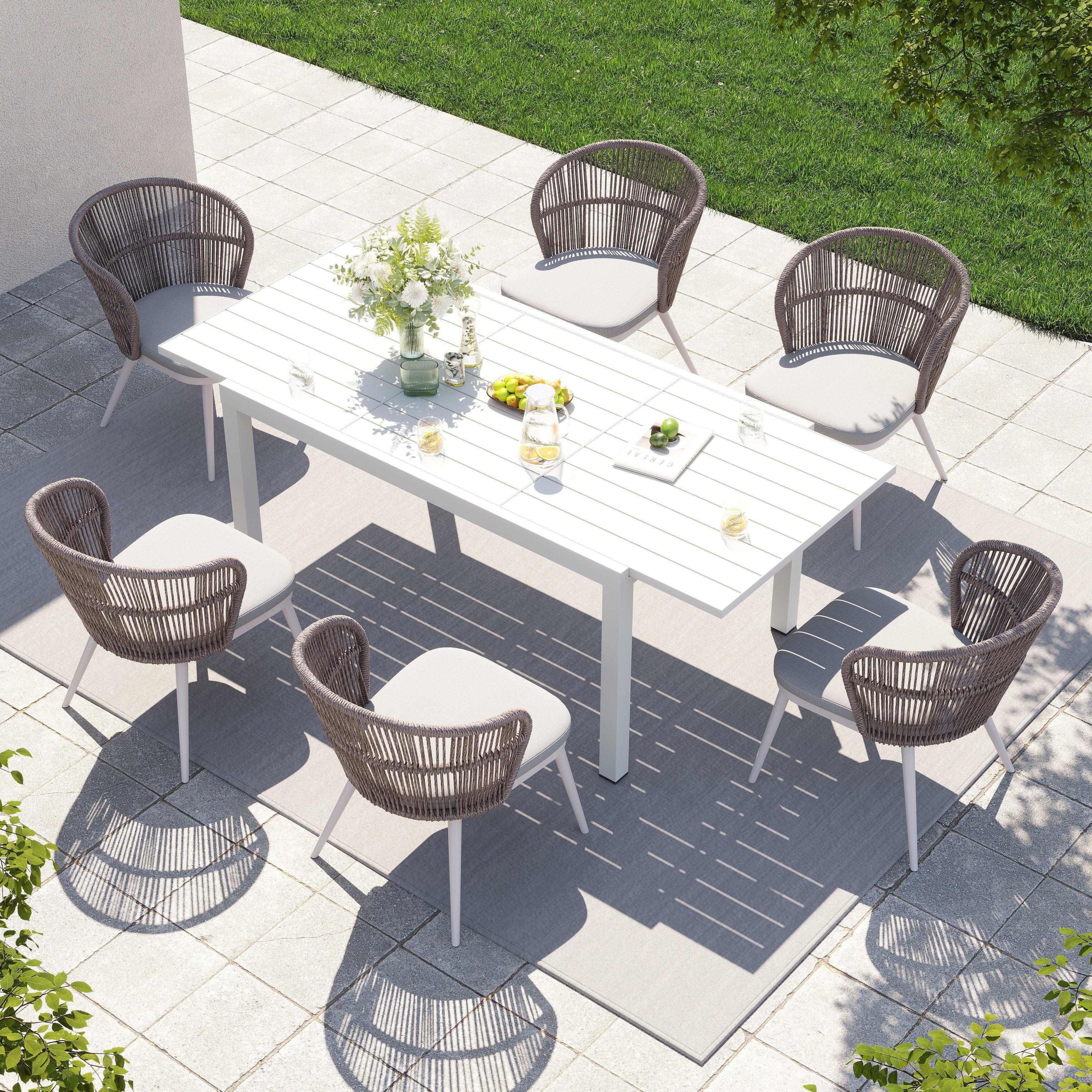 Ensemble de salle à manger d'extérieur avec chaises et table extensible