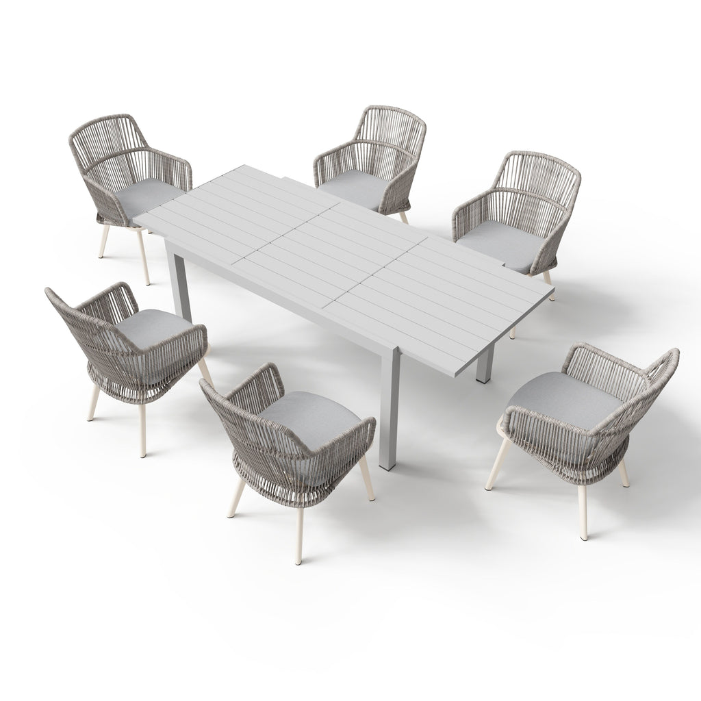 Ensemble de salle à manger d'extérieur avec chaises et table extensible (7 pièces)