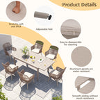 Ensemble de salle à manger d'extérieur avec chaises et table extensible (7 pièces)
