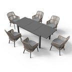 Ensemble de salle à manger d'extérieur avec chaises et table extensible (7 pièces)