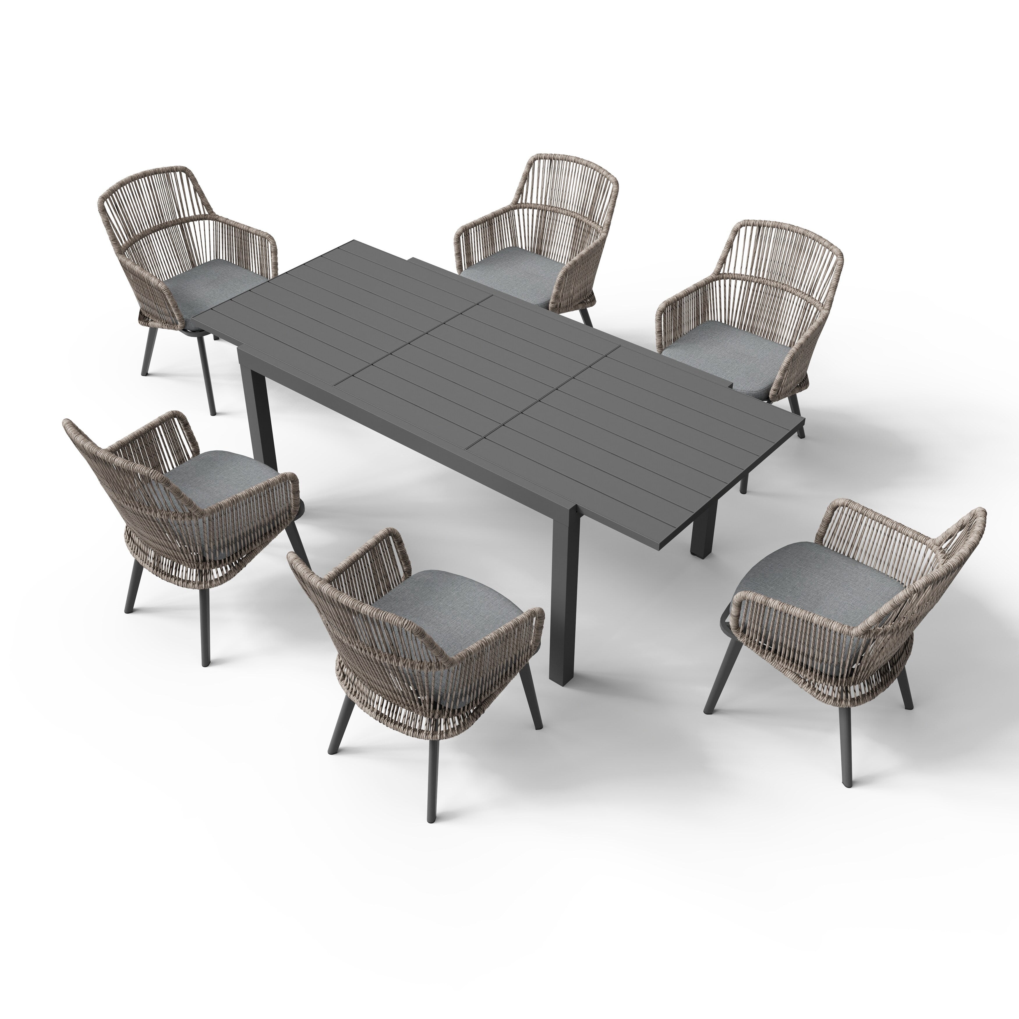 Ensemble de salle à manger d'extérieur avec chaises et table extensible (7 pièces)