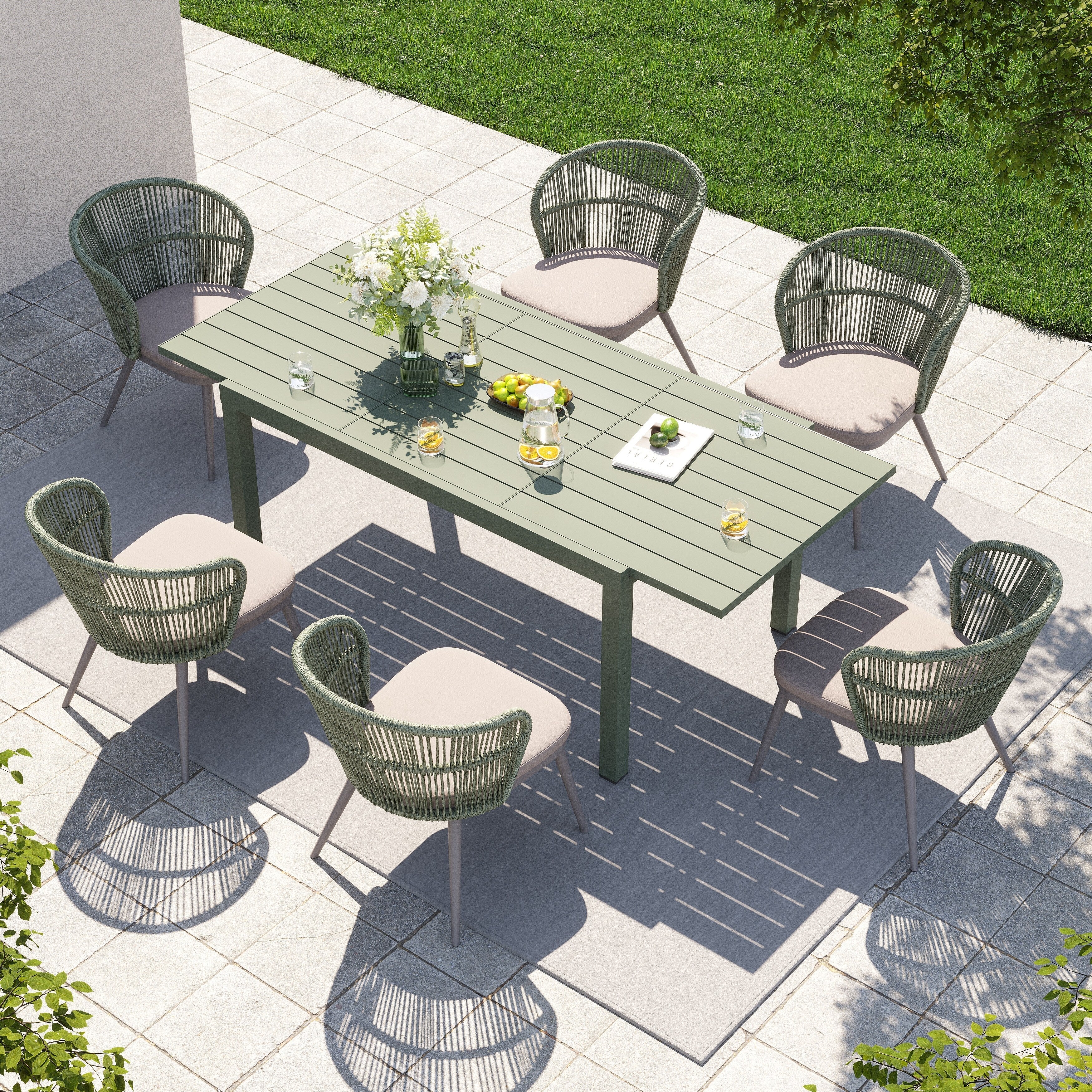 Ensemble de salle à manger d'extérieur avec chaises et table extensible