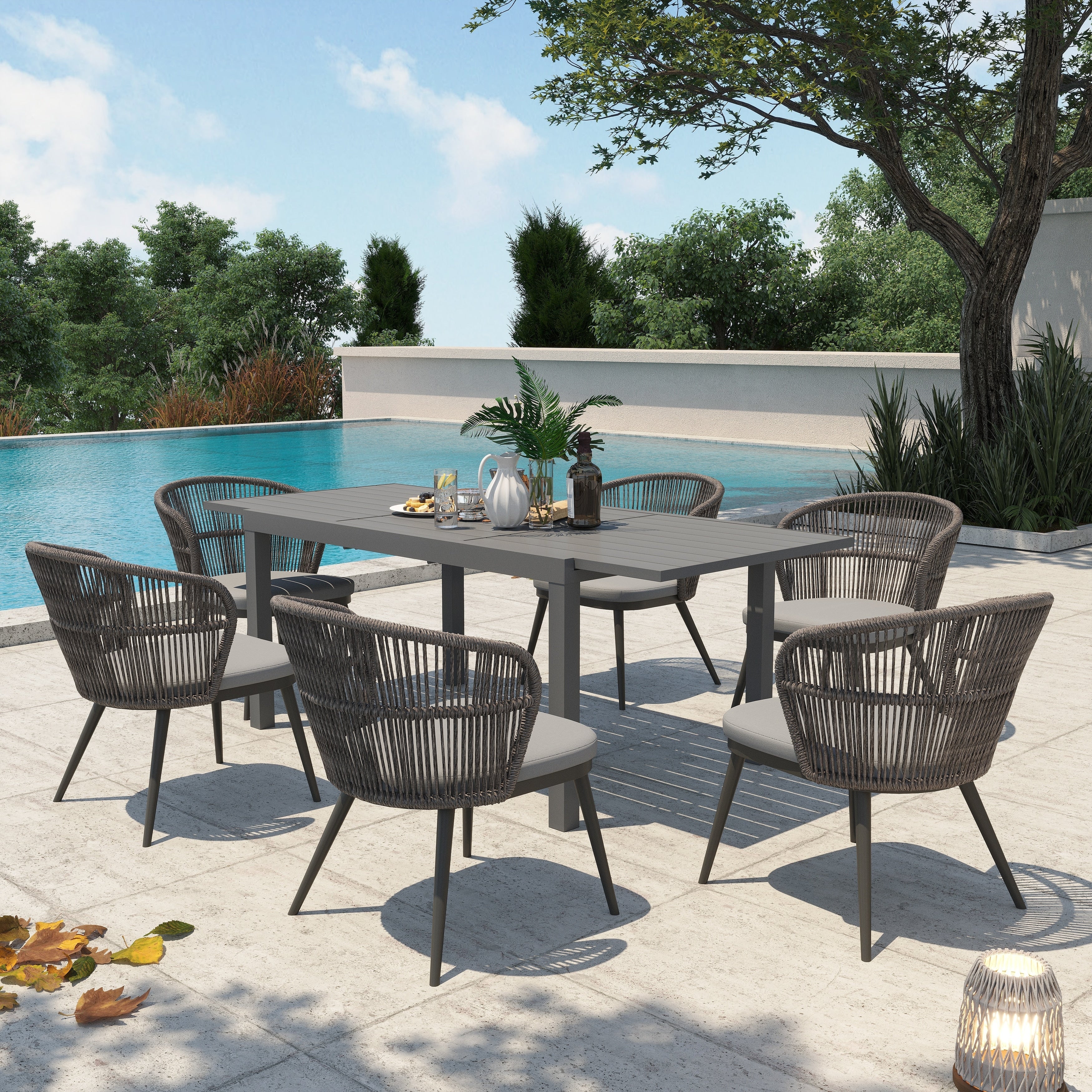 Ensemble de salle à manger d'extérieur avec chaises et table extensible
