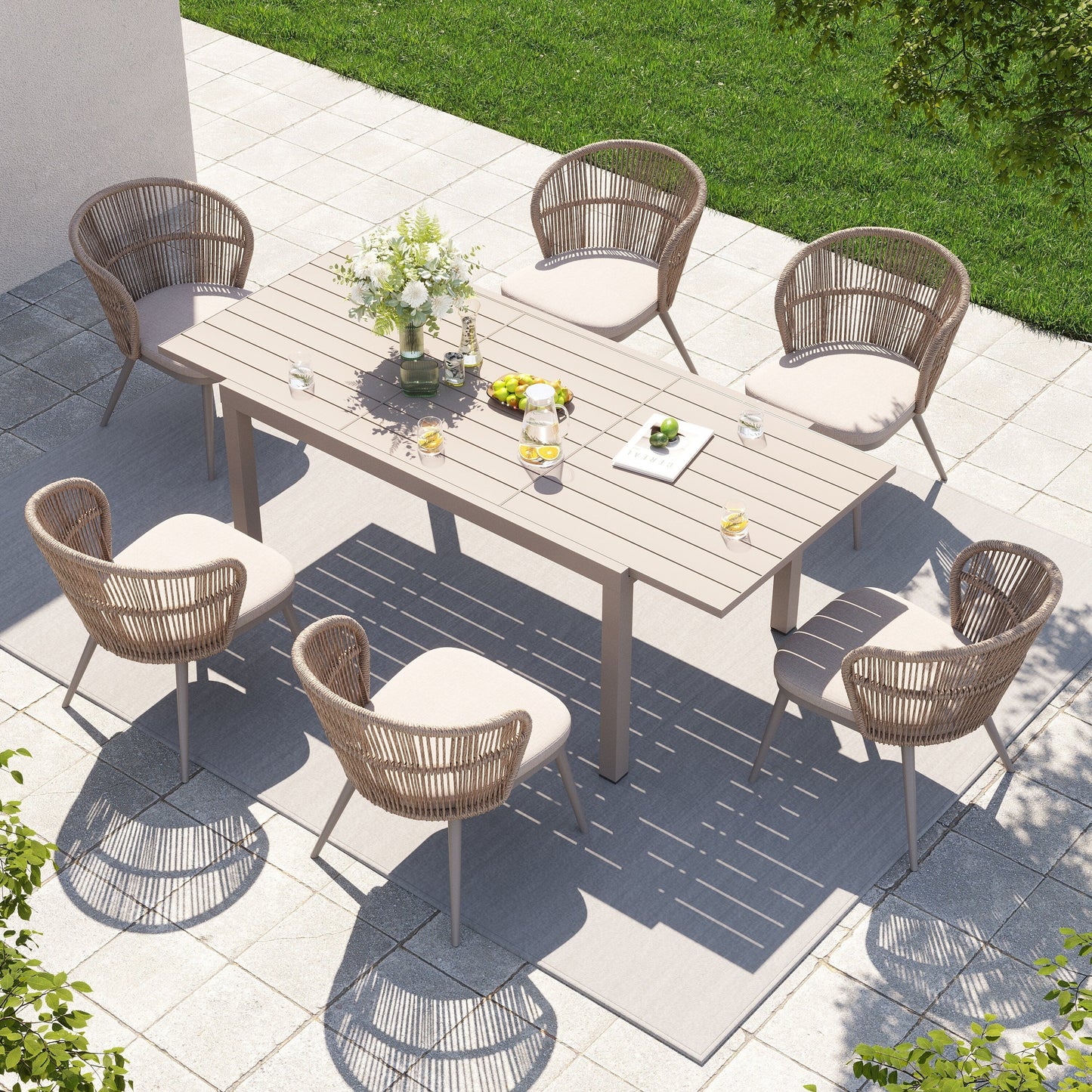 Ensemble de salle à manger d'extérieur avec chaises et table extensible