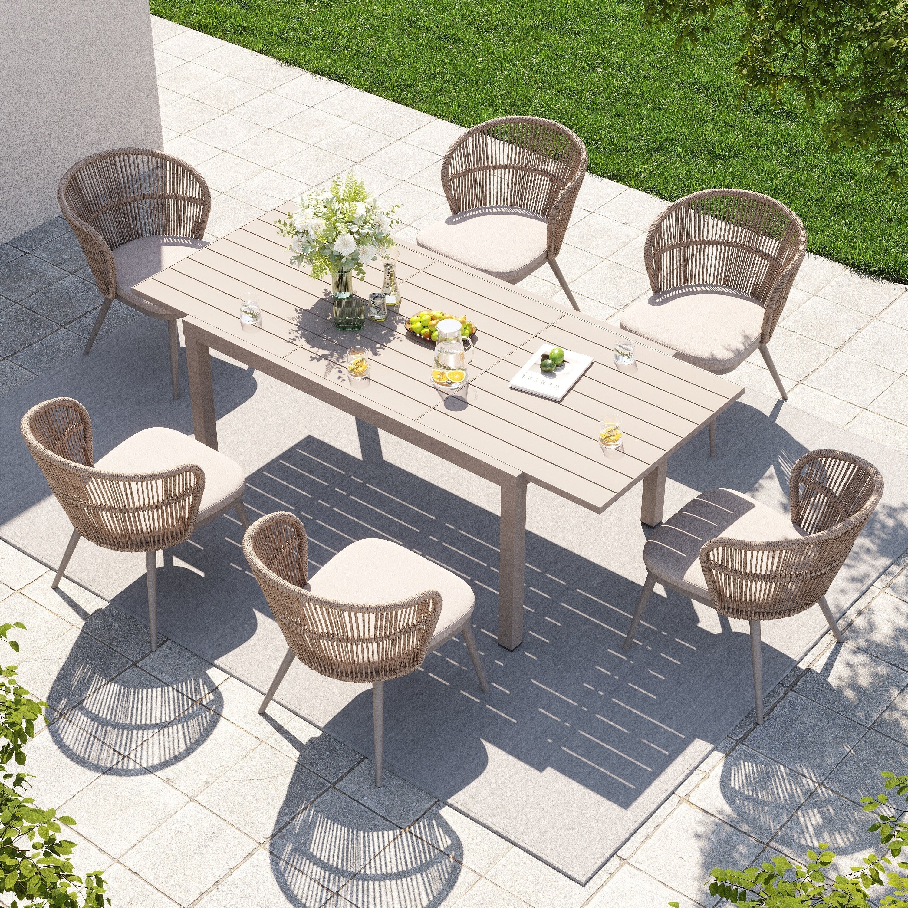 Ensemble de salle à manger d'extérieur avec chaises et table extensible