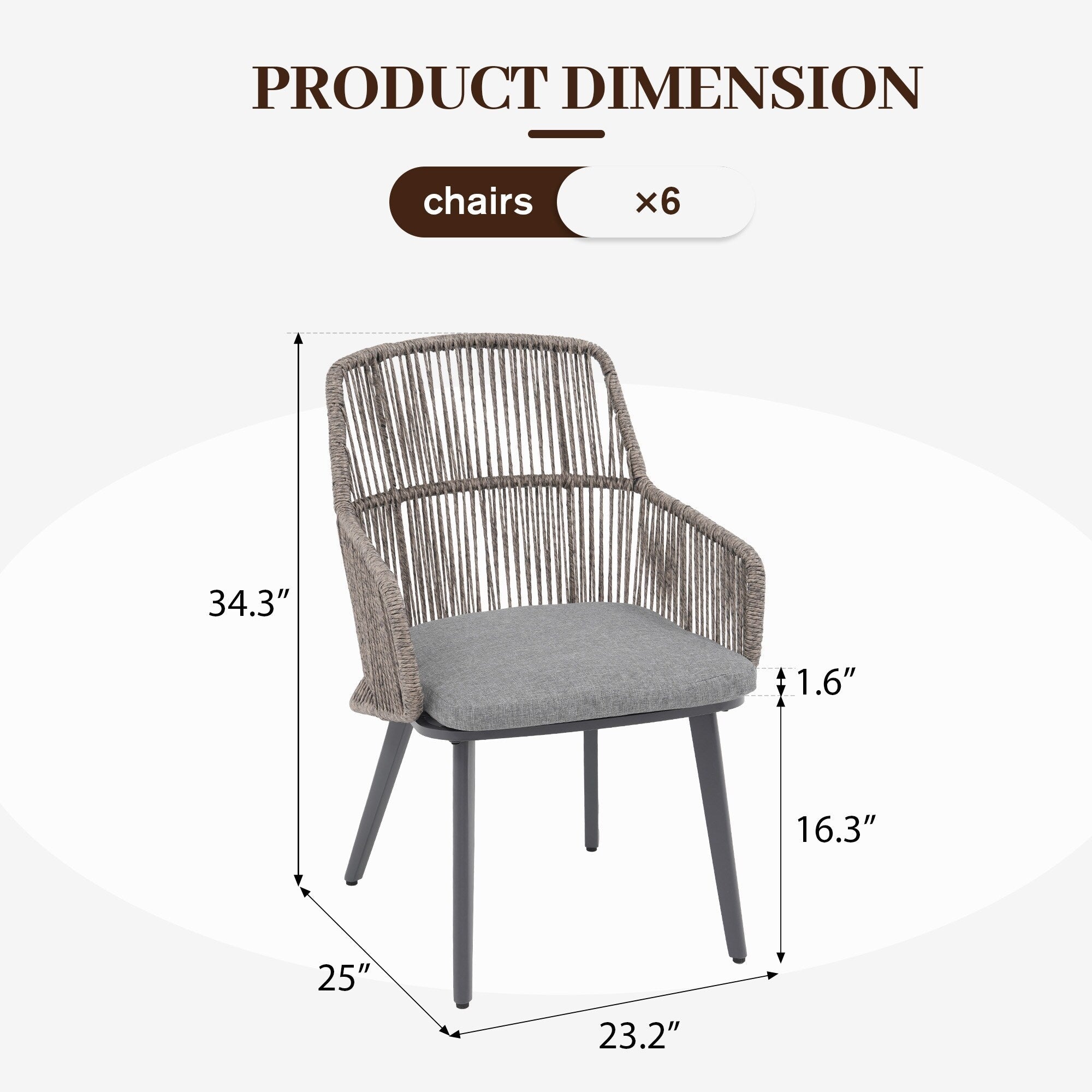 Ensemble de salle à manger d'extérieur avec chaises et table extensible (7 pièces)
