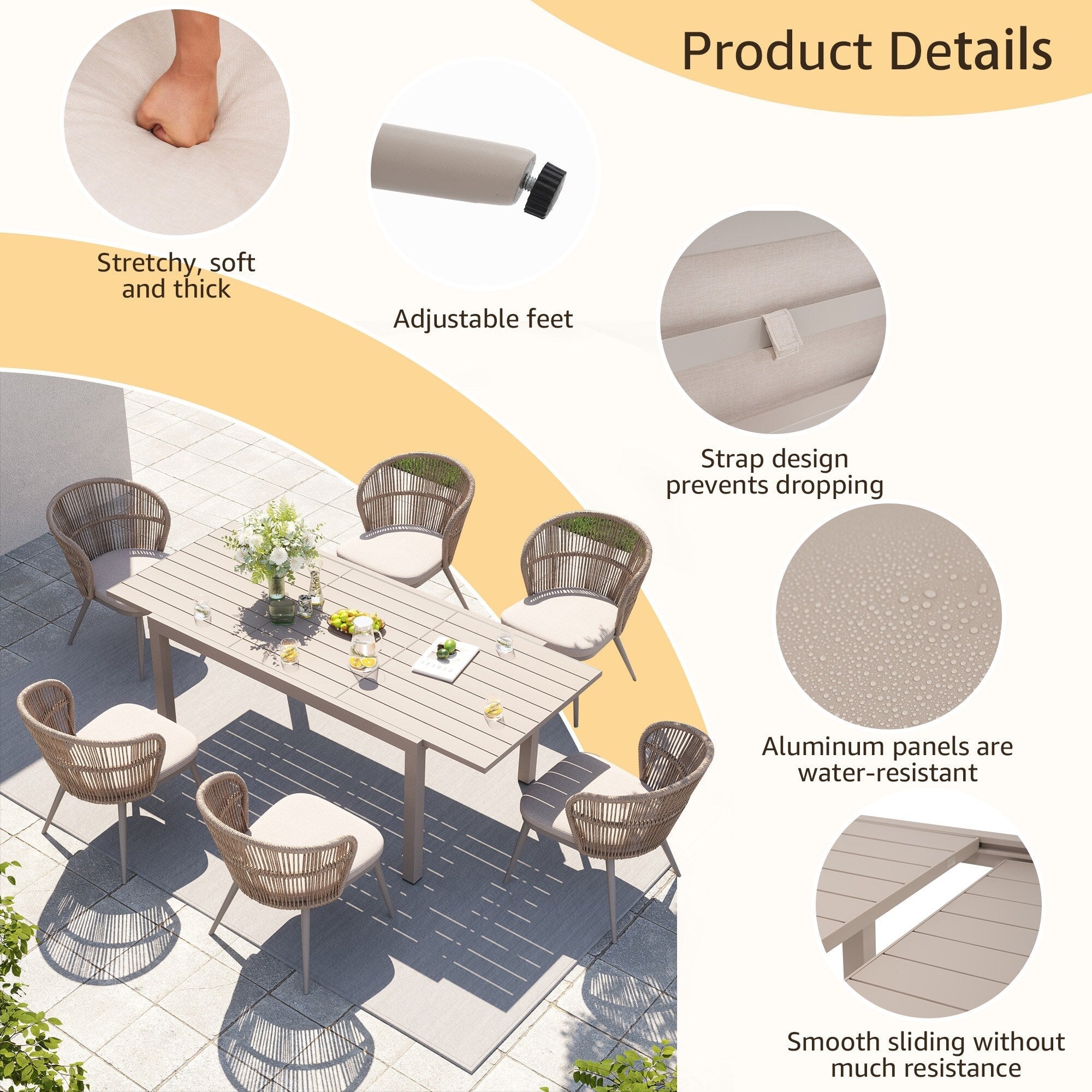 Ensemble de salle à manger d'extérieur avec chaises et table extensible