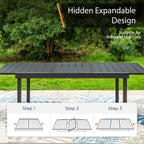 Ensemble de salle à manger d'extérieur MAISON ARTS avec chaises empilables en acier et table extensible